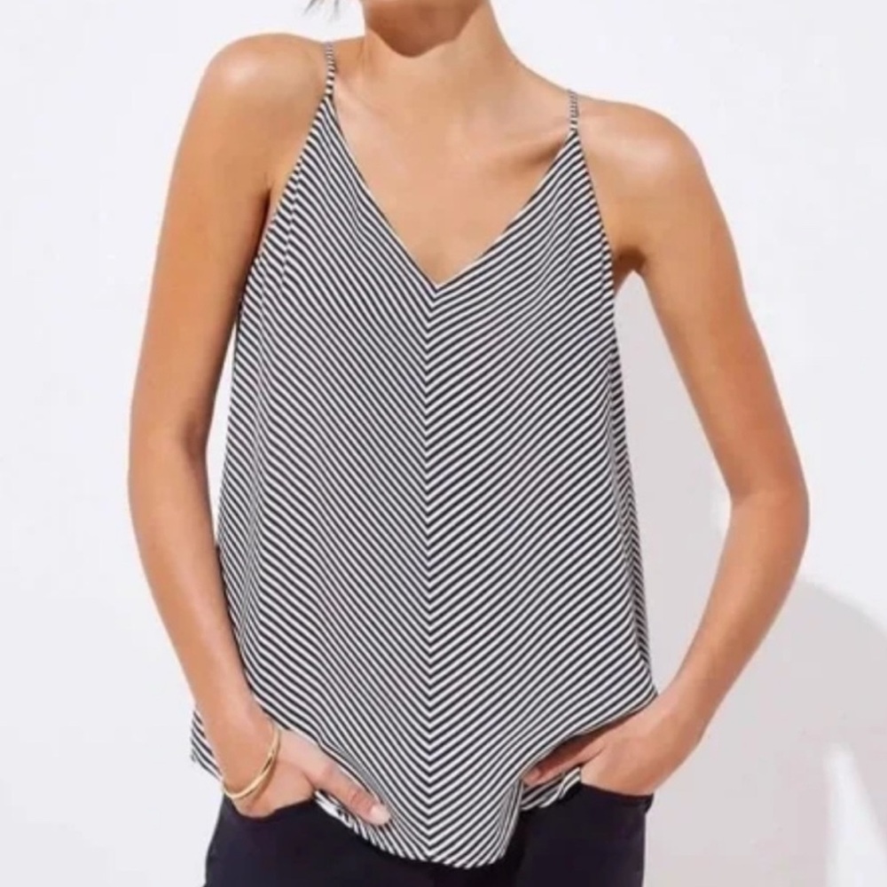 LOFT Flowy Stripe Black & White Camisole Top